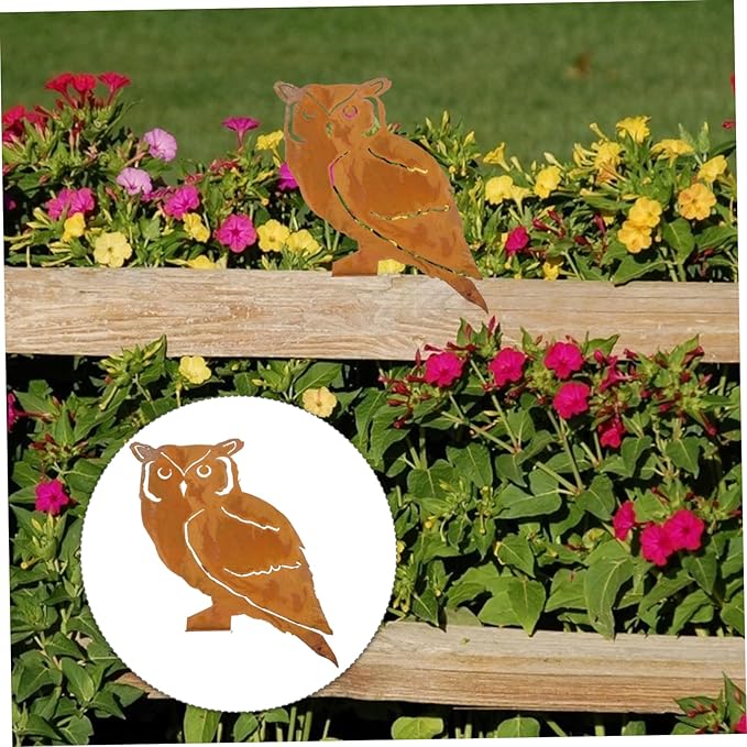 1pc Iron Owl Statue Garden Decorations Lawn Ornaments Unique Owl Modeling