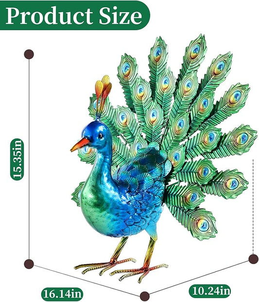 Ratuor Metal Peacock Decor Garden Statue Yard Art Outdoor Sculpture for Lawn Patio Backyard Decoration,Housewarming Birthday Gifts for Women