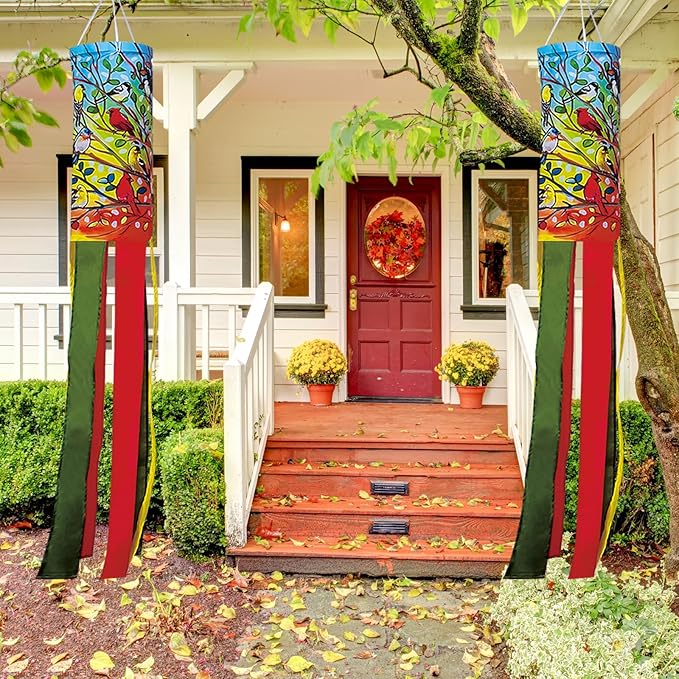 Tree Birds Windsock 40 Inch Durable Outdoor Hanging Decoration for Yard Garden Patio Home and More