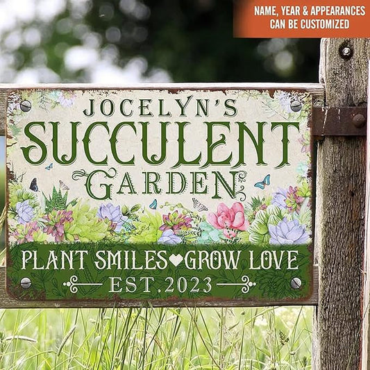 Personalized Metal Signs with Name Made in USA Custom Vintage Garden Sign Waterproof Vintage Decorative Metal Print for Wall Decor Customized Home Garden Ideas Gifts Artwork Prints for Yard Ourdoor