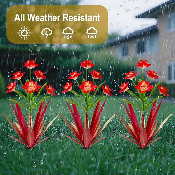 Homight Metal Agave Plant Outdoor Decoration Outdoor Garden Decoration Daffodils Flowers Mexican Yard Art Daffodils Flowers Decorative Garden Gift (2 Big red Daffodil)