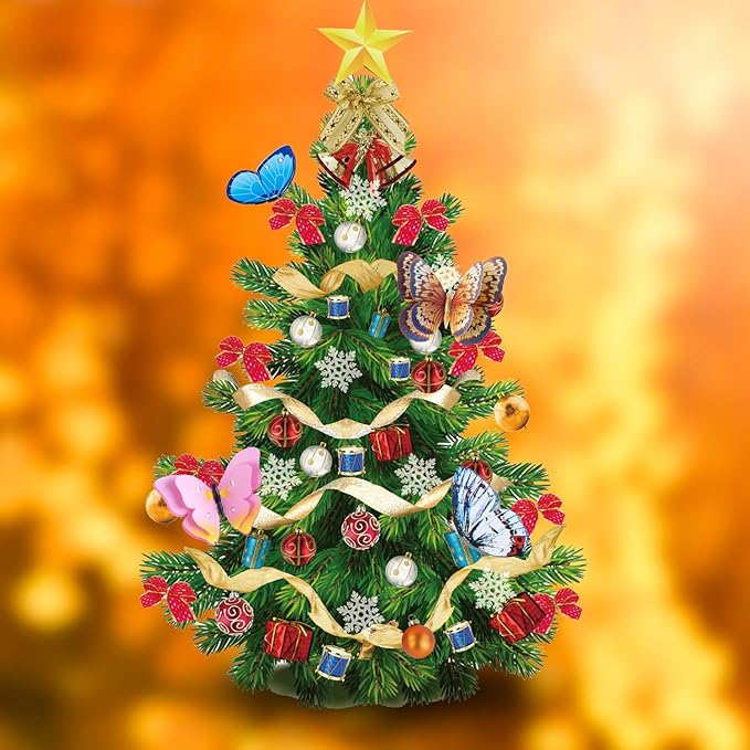 FENELY Luminous Colorful Butterfly Garden Decor Stakes,Double Wing Waterproof 3D Garden Ornaments Outdoor Decorations for Patio Lawn Yard PVC Gardening Art Christmas Whimsical Gifts