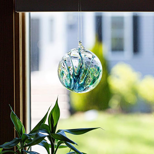 Luke Adams Handmade Glass Gazing Balls for Garden – Hand Blown Glass Gazing Ball for Yard Décor – Decorative Garden Globe (Recycle Teal)