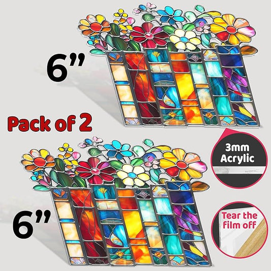 2 Bookaholic Suncatchers, Floral Book Acrylic Ornaments 6" Window Hanging, Bookish Librarian Gifts for Fantasy Book Lover Reader Women Accessories Library Bookshelf Decor Xmas Stocking Stuffer HS208