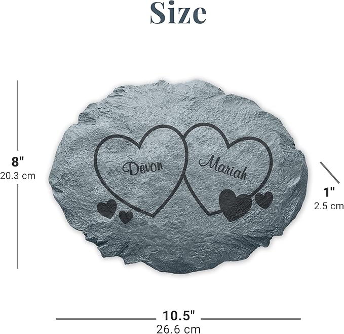 Let's Make Memories Personalized Garden Stone - Two Hearts - Couples Gift - Wedding, Anniversary for Him, for Her - Love & Romance - Garden Décor - Customize with Names