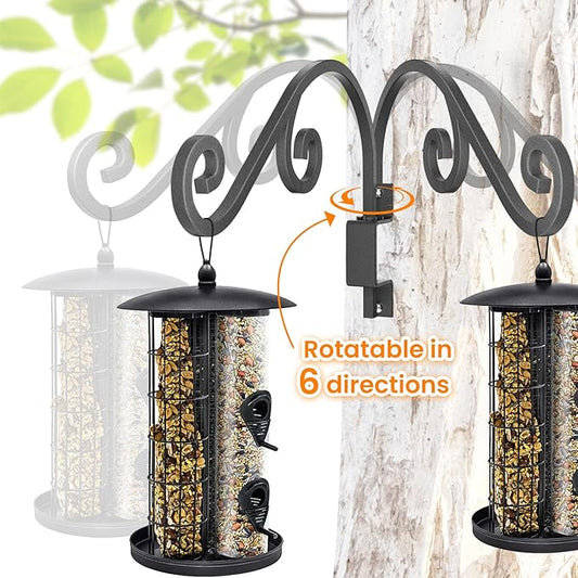 Swivel Plant Hangers Outdoor: 2 Pack 16 Inch Metal Hanging Plant Bracket Sturdy Wrought Iron Plant Hooks Indoor Wall Mount for Hanging Bird Feeders, Lanterns, Flower Baskets, Wind Chimes, Black