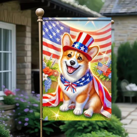 BlissYard Patriotic 4th of July Corgi Dog Garden Flag American Flag Welcome Small Yard Flag 12x18 Inch Double Sided Patriotic Dog Decor Outdoor Seasonal Decoration Independence Day Memorial Day