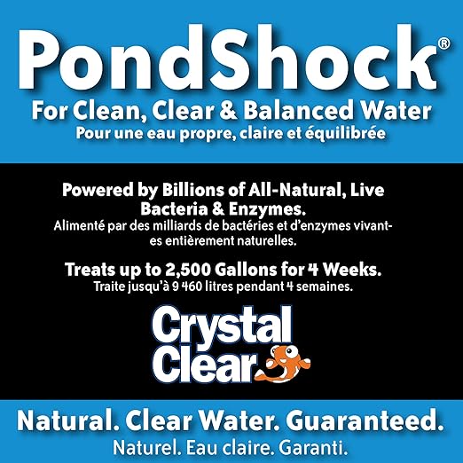 CrystalClear PondShock Ball, Natural Enzymes & Live Bacteria, Freshwater Clarifier Shock Treatment, Muck & Sludge Remover for Small Pond & Outdoor Water Garden Ponds, Koi Fish & Aquatic Plants Safe