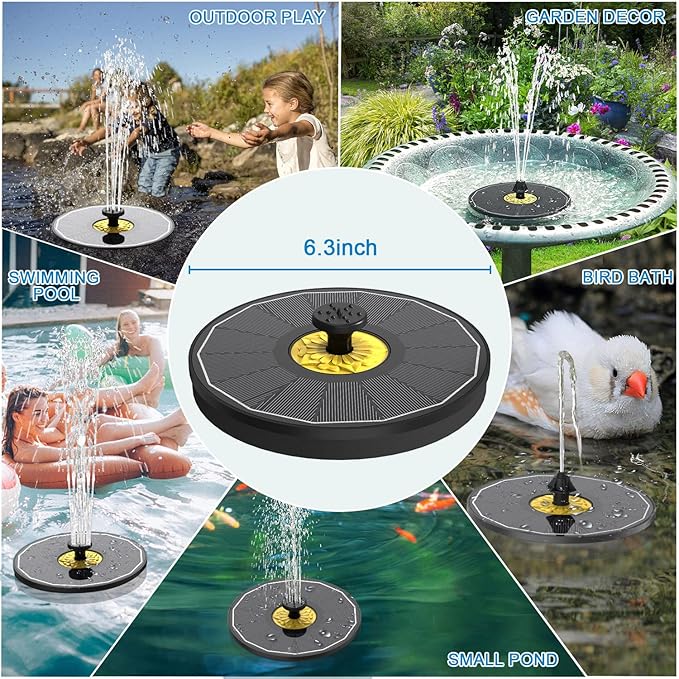 Yzert Solar Fountain for Bird Bath Direct Sunlight High Efficiency 3.5W Glass Panel