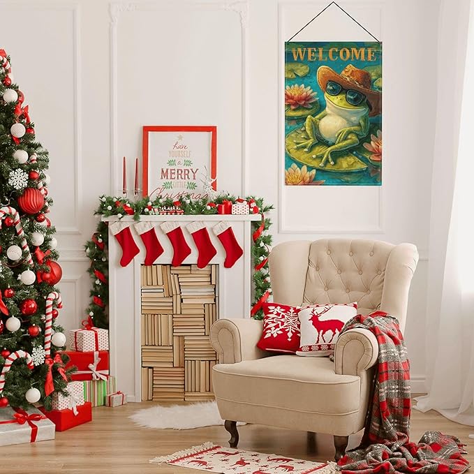 Frog Garden Flag Seasonal Double Sided 12 x 18 Inch Small Yard Flag for Indoor Outdoor Decor Holiday All Seasons