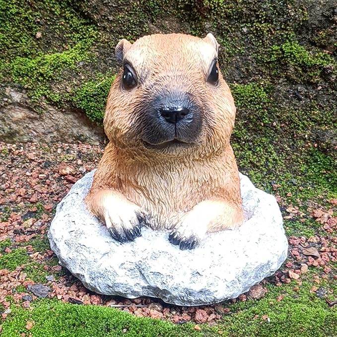 Patio Ornament Resin Gopher Statue Garden Decoration Realistic Animal Statues Weather-Resistant Garden Decor for Lawn Patio Balcony A