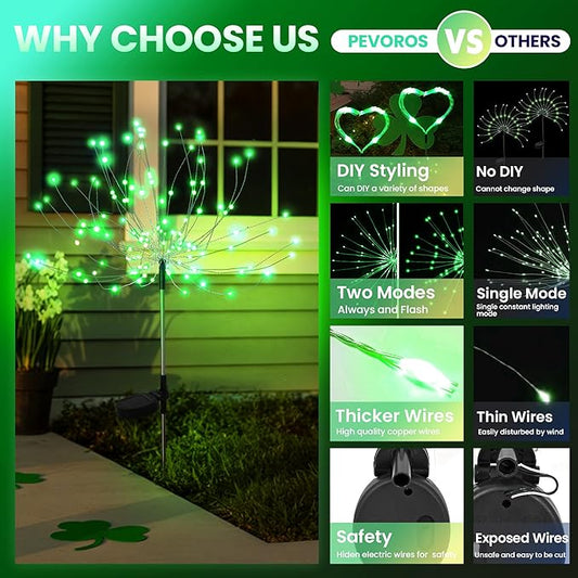 PEVOROS Garden Decor Solar Lights Outdoor,6 Pack 120LED Waterproof Colorful Solar Garden Lights Your Outdoor Decoration,Yard, Patio, Porch,Flower Pot,Pathway,Christmas (Green)