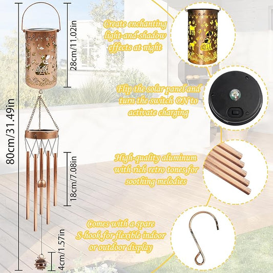 Dog Solar Wind Chimes for Outside, Labrador Retriever Gifts Solar Lantern Windchime, Garden Decorative Hanging Lights for Patio Porch Yard Lawn Decor