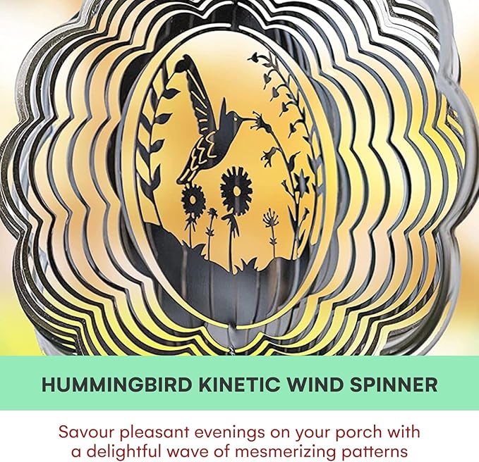 VP Home Hummingbird Kinetic Wind Spinner for Yard and Garden Wind Spinner Outdoor Metal Large Hanging Hummingbird Decor 3D Garden Art Wind Sculpture Spinners Kinetic Art Decorations