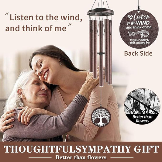 Sympathy Wind Chimes Loss Loved One, Memorial Gift for Loss of Mother Father Husband Condolence Remembrance, Best Sympathy Gift (Bronze, 36'')