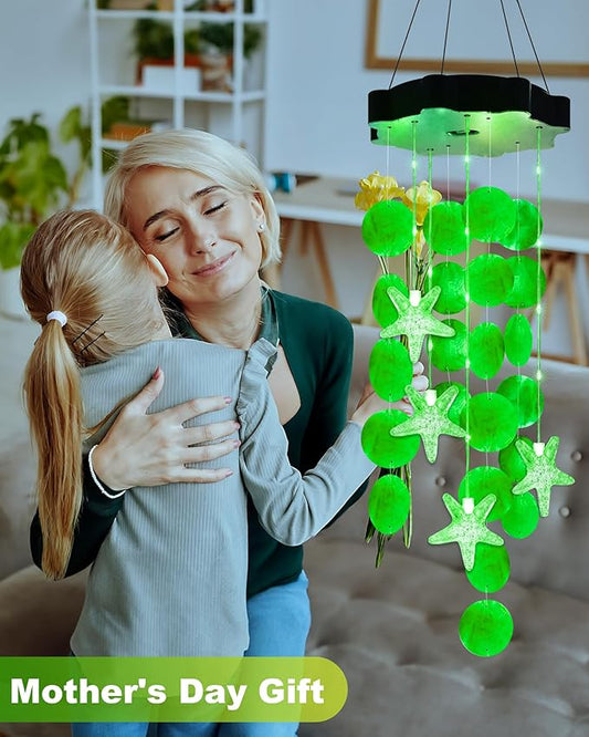 Toodour Solar Wind Chimes for Outside, Shells Light Gifts for Mom Grandma Women Wife Girls, Solar Wind Chimes Outside Decorative Mobile Light for Holiday Garden Porch Yard Outdoor Decor (Green)