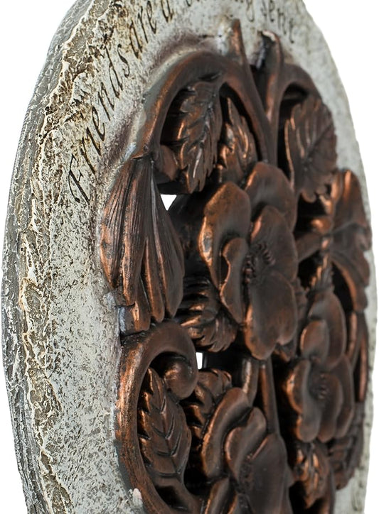 Roman Friends are a Blessing Flower Garden Bronze Finish 12 inch Stepping Stone