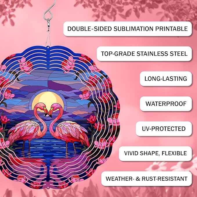 Flamingo Wind Spinner, 3D Hanging Stainless Steel Garden Spinner, Wind Spinner Hanging for Outdoor & Indoor Dรฉcor, Unique Gifts for Yard Garden Decoration or Patio Dรฉcor (Flamingo)