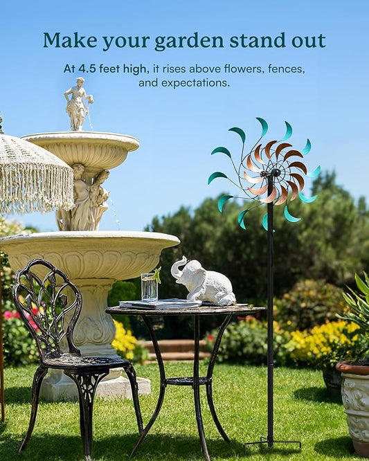 Wind Spinners Outdoor - Metal Windmill for Yard, Garden Spinners with Stake, Yard Art, Ideal Lovely Gift for Family Friends(13'' W x 54'' H)