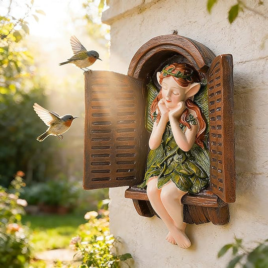 Teaeeno Whimsical Fairy Garden Gnome Statue, Tree Faces Decor Outdoor -7.8 Inch, Funny Garden Tree Decoration, Ideal Patio Yard Lawn Porch Decoration