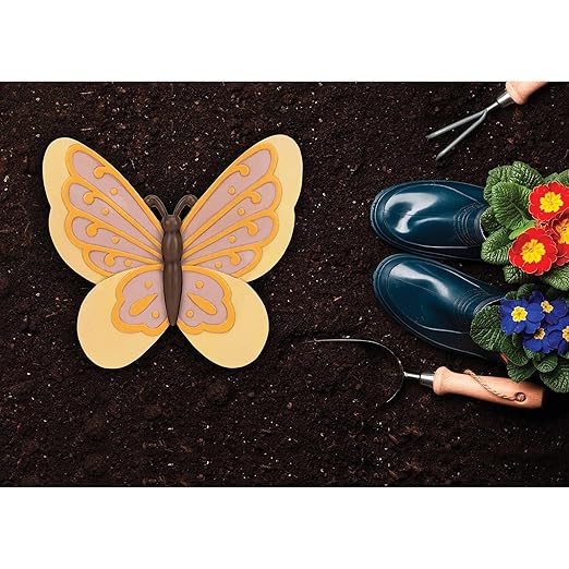 Magnolia Garden 12-Inch Sculpted Butterfly Decorative Stepping Stone – 3D Yellow & Amber Resin Garden Walkway Tile – Vibrant Winged Insect Outdoor Accent
