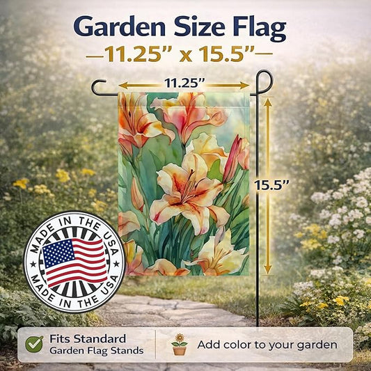 Caroline's Treasures Utah Sego Lilies in Watercolor Garden Flag Mailbox Flag Decorative Yard Flag Banner Outside Patio Artwork Yard Flower Beds, Garden Size, Multicolor