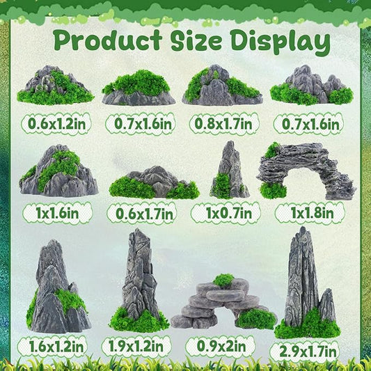 Warmtree 12 Pcs Diorama Rocks Fake Rock Miniature Stone Statue for Diorama Supplies, Micro Train Landscape, Railway Sand Table, Zen Garden Accessories