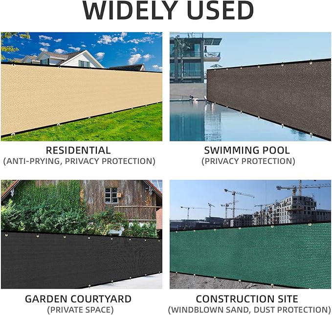 KANAGAWA 4ft x 50ft Privacy Screen Fence, 90% Blockage Heavy Duty 175 GSM Fencing Mesh Net Cover for Outdoor Wall Garden Yard Backyard 40 Cable Zip Ties Included Brown