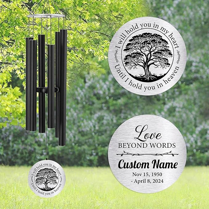 ASTARIN Personalized 30" Bereavement Wind Chimes for Outside, Memorial Gift in Remembrance of a Loved One, Sympathy Gift for Loss of Mother Father Husband, Garden Patio Decor
