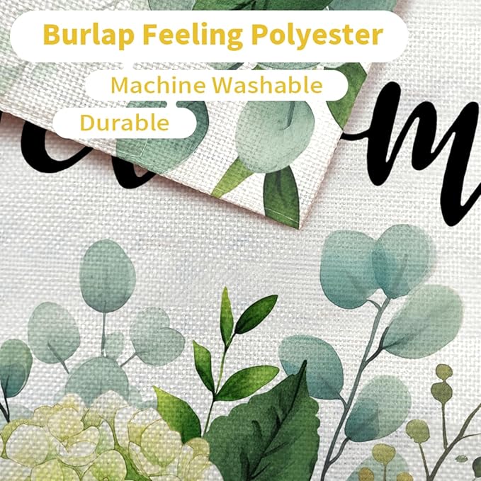 CROWNED BEAUTY Spring House Flag Hydrangea Eucalyptus Double Sided 28x40 Inches Large Burlap Welcome Holiday Seasonal Yard Decoration for Outside Porch