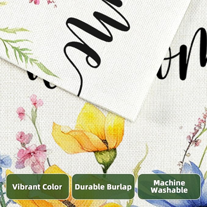 Welcome Summer Flowers Garden Flags for Outside, Watercolor Floral Yard Decoration, Small Seasonal Spring Outdoor Decor for Farmhouse Holiday,12x18 Inch Double Sided