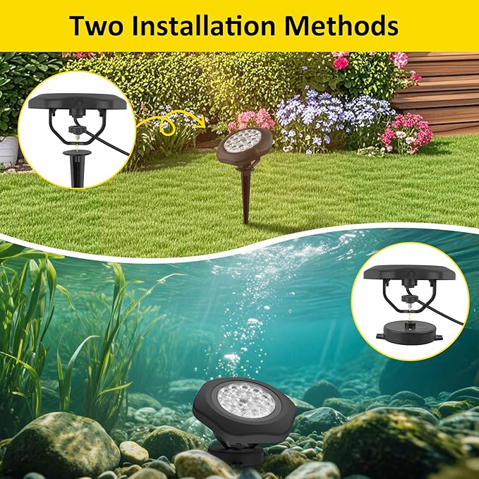 T-SUN Colored Pond Lights with APP and Remote Control – Bright LED Underwater Submersible Fountain Lights, IP68 Waterproof Landscape Spotlight for Garden Koi Pond Aquarium Fish Tank (Set of 6)