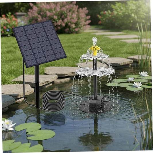 Solar Bird Bath Fountains with Multi Tiered Flower Waterfall Solar Powered Water Pump Ideal for Garden Pond Outdoor Decor