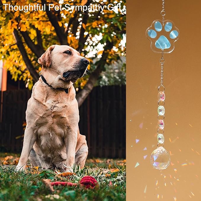 Dog Memorial Gifts for Loss of Dog, Pet Loss Sympathy Gift, Pet Memorial Suncatcher for Car/Window Hanging Ornament Pet Memorial Gifts for Dogs/Cats