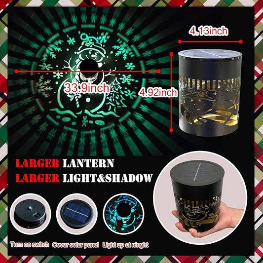 2 Pack Easter Decorations Christmas Solar Lantern Color Changing Snowman Theme Solar Lights - Metal Deck Step Ground Path Wall Fence Lights for Patio Backyard Yard Decor Easter Gifts for Women.