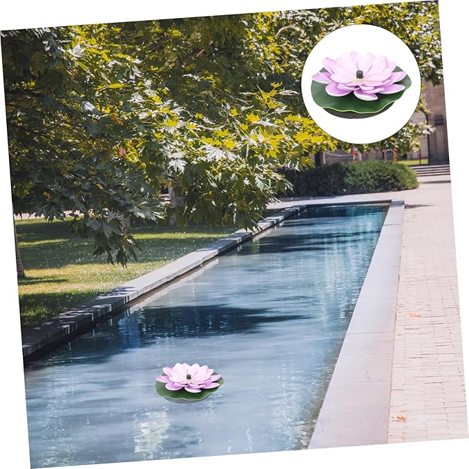 INOOMP Solar Powered Lotus Shaped Fountain for Garden Floating Water Lily Decoration Compact Outdoor Landscape Water Pool Feature Easy Installation No External Power Needed