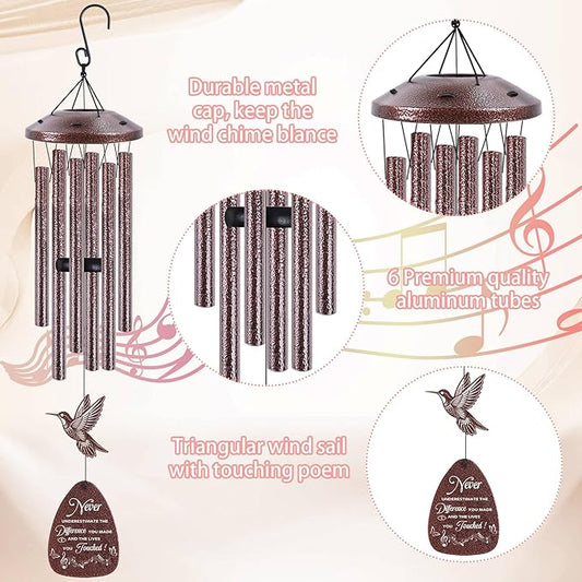 Retirement Wind Chime for Men Women: Thoughtful Retirement/Going Away Gift for Friends Coworker Boss Teacher, Metal Hummingbird Yard Art, Home Garden Patio Decor