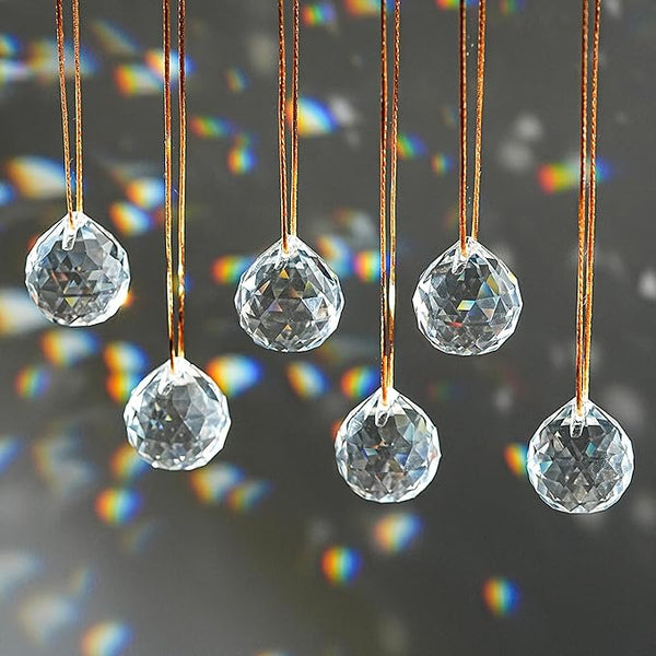 1.57in Crystal Ball Sun Catcher Prisms 6pcs Hanging Crystals Rainbow Maker Decorations for Chandelier Window Wedding Valentines Decor