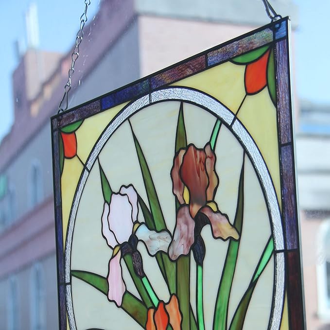Dutch Iris Suncatcher for Window Flower Stained Glass Sheets Window Film Hanging Panel, suncatcher Flower Stain Glass Decor Home Decoration