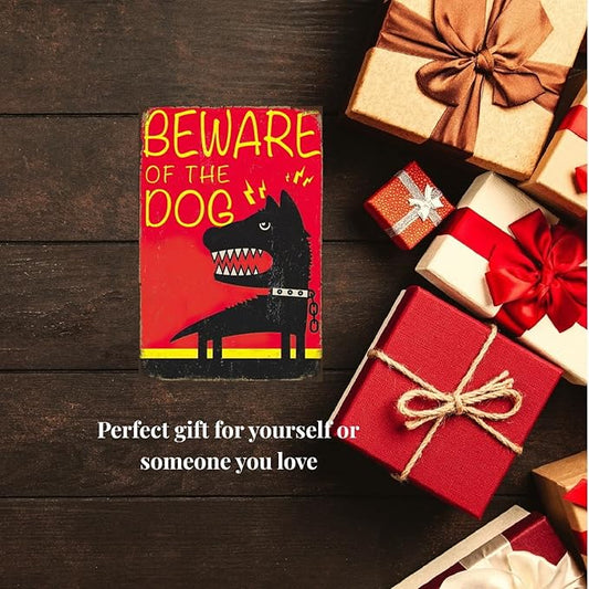 Funny Beware of Dog Sign Private Property No Trespassing Warning Signs, Beware of the Dog, Yard Sign Garage Farm Garden Wall Decor Sign Plaque Outdoor for Home Fence 8 X 12 Inches