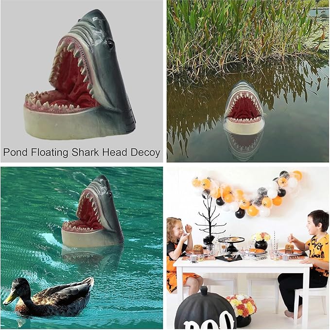 Garden Statues Realistic Shark Head Pond Decor Resin Floating Statue Vibrant Colors & Detailed Texture for Garden Or Pool Protection Yard Ornaments Decor