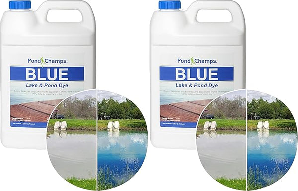 Blue Lake and Pond Dye - One Gallon of Professional Lake & Pond Dye - Treats Up to 1 Acre - Royal Blue Color - Safe for Fish, Wildlife, Pets & Children (Pack of 2)