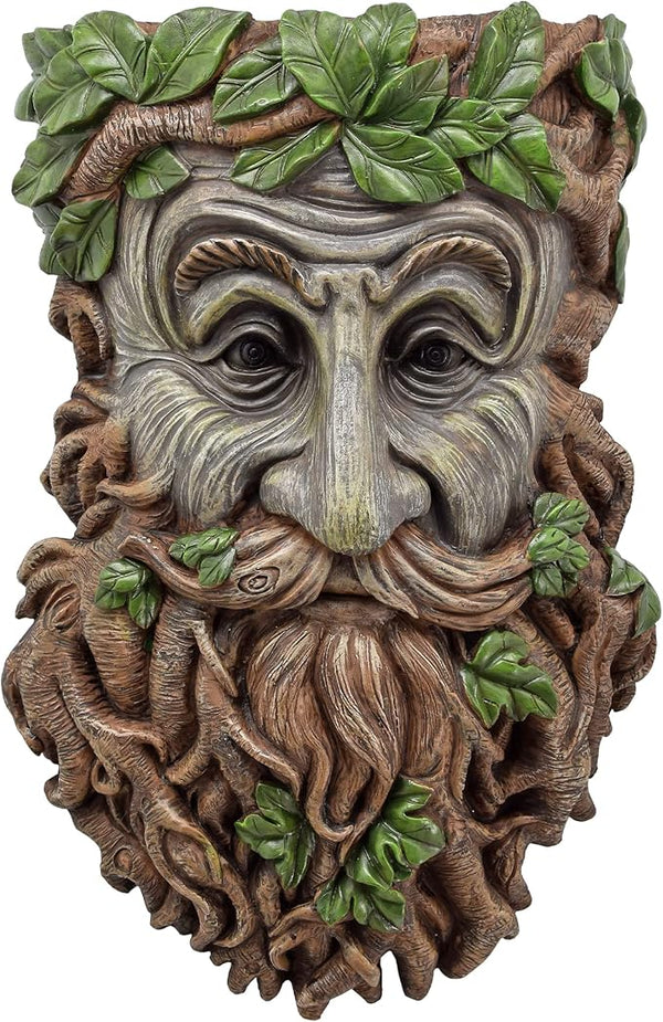 Arcadia Garden Products Large Whimsical Tree Face Planter, 8"x11.8" Outdoor Tree Hugger, Old Man Spirit Sculpture for Garden Art Decor, Birdfeeder, Hangs on Trees, Fences or Walls, Elderberry
