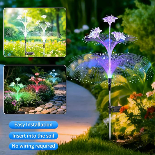 Solar Jellyfish Lights Outdoor - Waterproof LED Color Changing Garden Decor Hanging Lights, Auto-On/Off Solar Powered Yard Ornaments for Patio, Lawn, Festival Decoration (2 Pack)