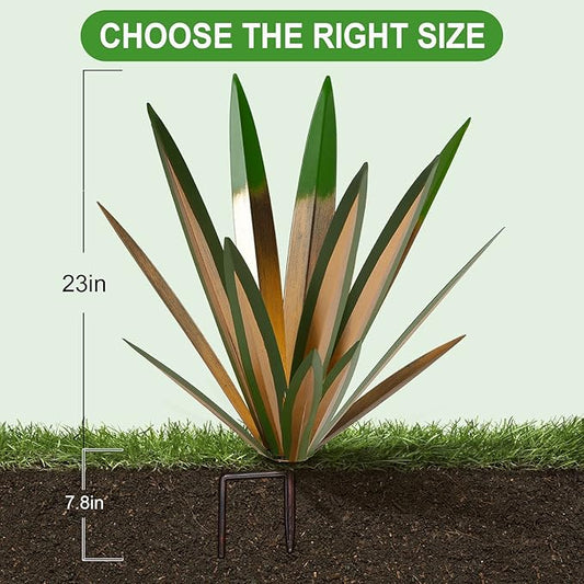 Homight Large Agave Sculpture Rustic Metal Agave Plant Outdoor Interior Decoration Outdoor Lawn Decoration Yard Wooden Posts Matching Garden Suitable for Patio