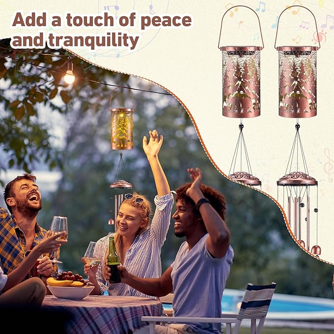 Retisee Bear Design Solar Wind Chimes Outdoor Metal Bear Gifts Solar Light Windchimes Outside Indoors Christmas Decoration Birthday Gift for Home Lawn Porch Patio Garden Yard