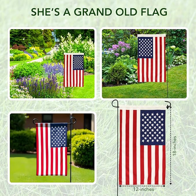 Iconikal 2-Pack Garden Yard Flag, USA American Flag, 12 x 18-Inch Landscaping Patriotic Decor Accent Banner Pennant