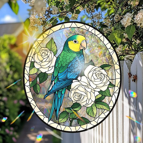 VAIIEYO Bird Acrylic Sun Catcher Window Hanging Decoration, 7.8 Inch Double-Sided Light Reflecting Ornament for Window, Garden, Porch or Balcony Decor, Housewarming, Gift for Natural Lovers