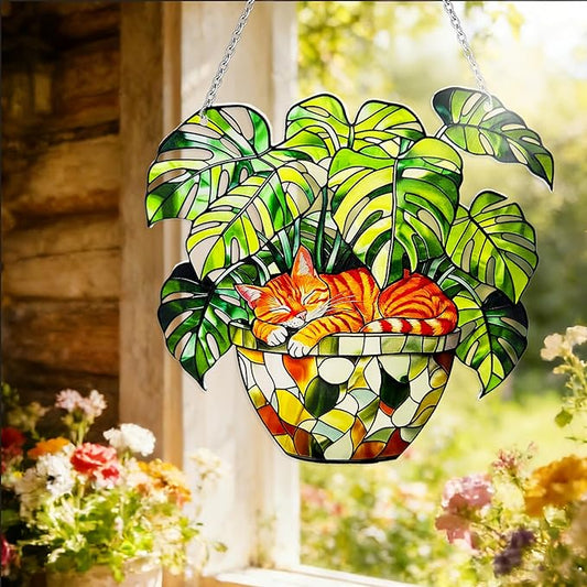 Stained Glass Sun Catchers Indoor Window, 8 in Suncatchers for Windows Hanging, Mother's Day Birthday Gifts for Women Men Mom Nana