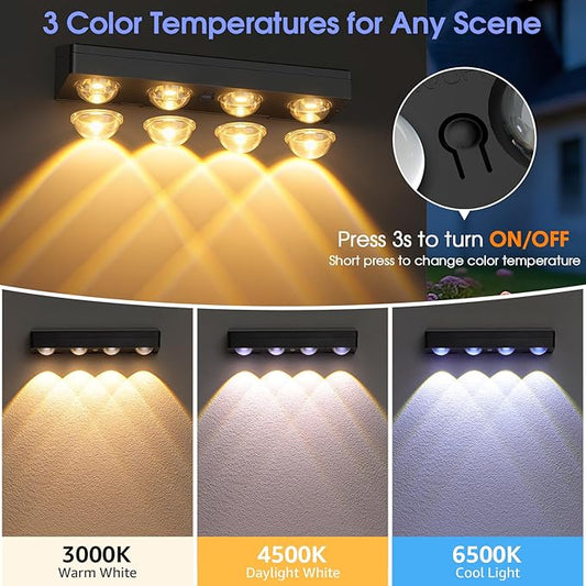 ShineTech Solar Fence Lights Outdoor Waterproof, 3-Color Lighting Modes LED Solar Powered Deck Lights, Outdoor Step Lights for Railing, Patio, Wall, Backyard (6 Packs)